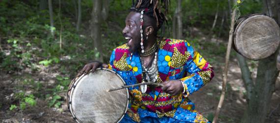 Man playing a drum